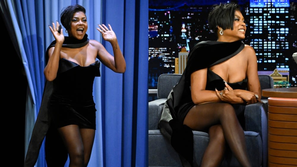 Taraji P. Henson Brings the Drama in Velvet Mugler Minidress for ‘Jimmy Fallon,’ Talks New Miniseries ‘Fight Night’