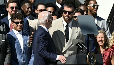 Chiefs White House visit: Travis Kelce jokes he might get tased in hilarious interaction with President Biden | Sporting News