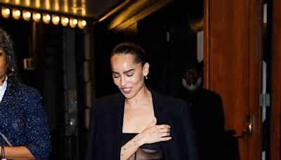 Zoë Kravitz Freed the Underboob in a Sheer Mesh Dress With Visible Underwear