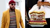 Travis Kelce Jokes About His ‘Cheesecake Factory Bag’ Outfit: ‘This Is My Pitch to Get in a Wes Anderson Film’