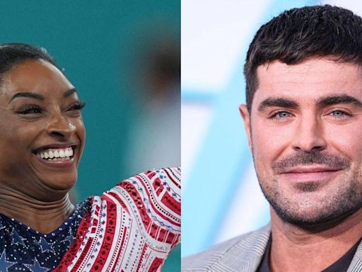 Simone Biles Receives A Kiss From Zac Efron Following Team USA Gold Win