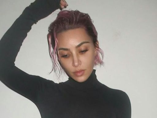 Kim Kardashian Debuts A 'Pastel Grunge' Pink Pixie Cut