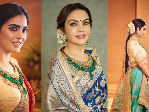 Isha Ambani borrows her mother Nita’s emerald necklace for Anant Ambani-Radhika Merchant’s mehendi-garba night