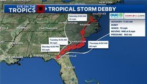 LIVE UPDATES: Debby weakens to tropical storm, major flooding expected in southeastern US