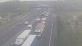 Double lorry crash causes huge delays on major motorway with four mile queues