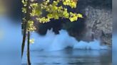 Shocked people at Mead’s Quarry Lake react to dangerous rock wall collapse