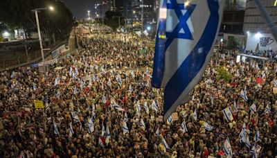 Manifestación para exigir el alto el fuego y la renuncia de Netanyahu