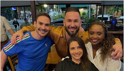 Ícones da ginástica! Diego Hypolito curte barzinho com Daiane dos Santos, Zanetti e Lais Souza