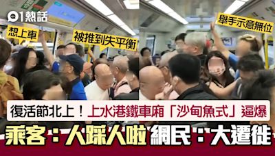 復活節北上！上水港鐵車廂「沙甸魚式」逼爆 乘客：人踩人啦唔該