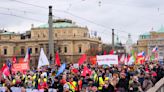Czech labor unions stage a day of action in protest at spending cuts and taxes