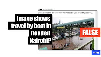 Edited photo does not show Kenyans travelling by boat in flood-stricken Nairobi