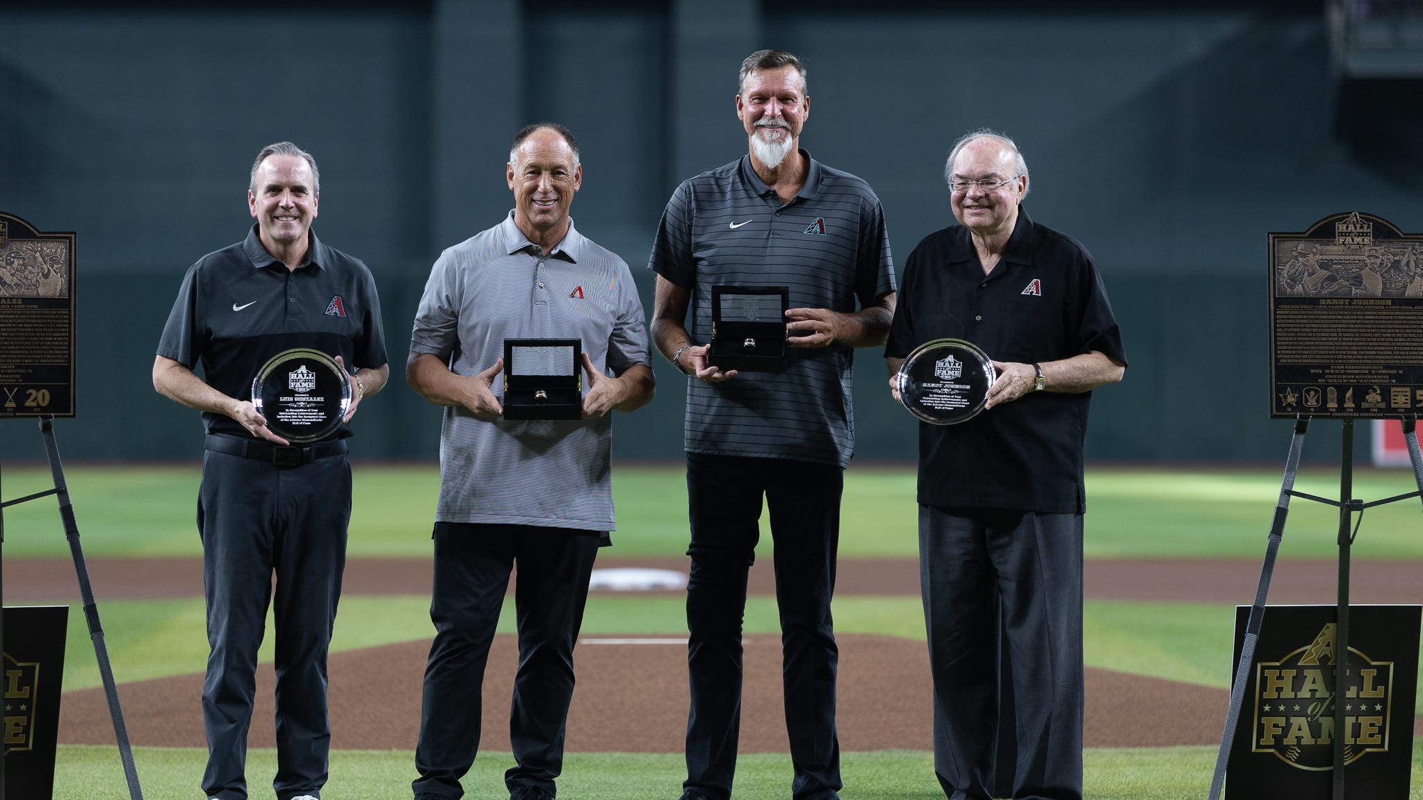 Arizona Diamondbacks' Randy Johnson, Luis Gonzalez are 1st to join franchise Hall of Fame