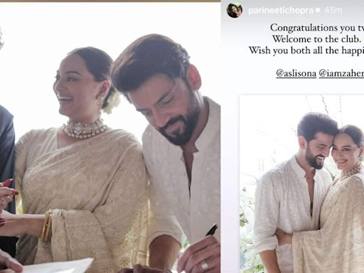 Sonakshi Sinha turns off comments section on Instagram after sharing wedding pics with Zaheer Iqbal, Parineeti Chopra wishes couple