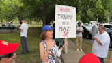 Watch: Woman with 'Trump is a Nazi' sign crashes ex-president's Bronx rally