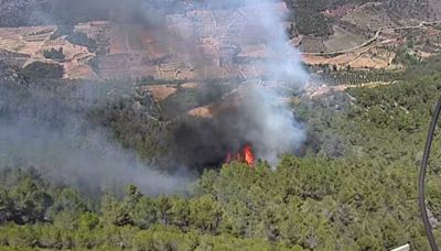 Confinan a dos núcleos de vecinos en La Figuera (Tarragona) por un incendio que crece en una zona forestal