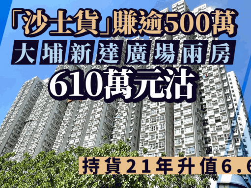 「沙士貨」大賺逾500萬 大埔新達廣場2房610萬元沽 持貨21年升值6.6倍