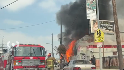 Fire rips through abandoned restaurant in Boyle Heights
