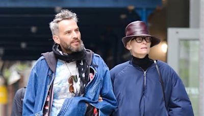 Tilda Swinton, 63, shows off her unique style in rare outing with long-term partner Sandro Kopp, 46, in New York City