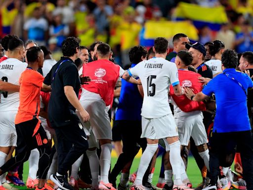 Brawl breaks out between players and fans after Colombia-Uruguay soccer match