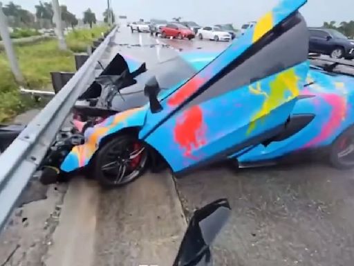 Shocking moment YouTuber Jack Doherty crashes his $300,000 McLaren