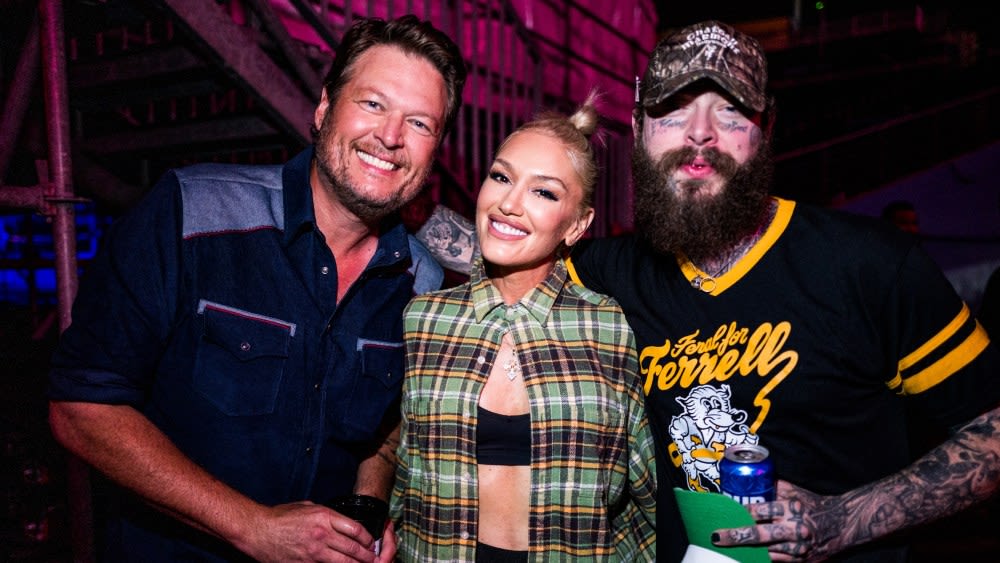 Gwen Stefani Puts Punk Rock Twists on Peekaboo Bra Layering Trends at CMA Fest 2024 With Blake Shelton and Machine Gun Kelly