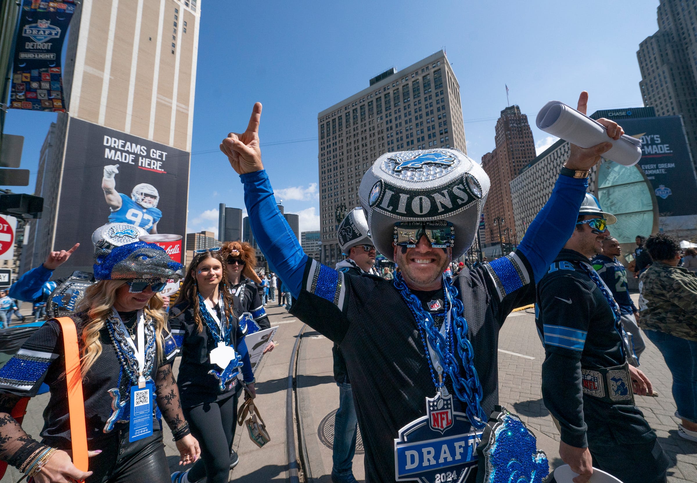 'Proud of Detroit:' Downtown shines and Lions fans celebrate as NFL draft kicks off