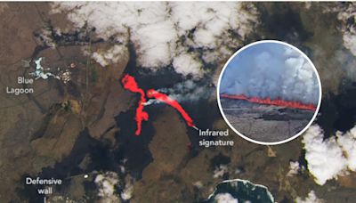 New Iceland volcano eruption seen from space