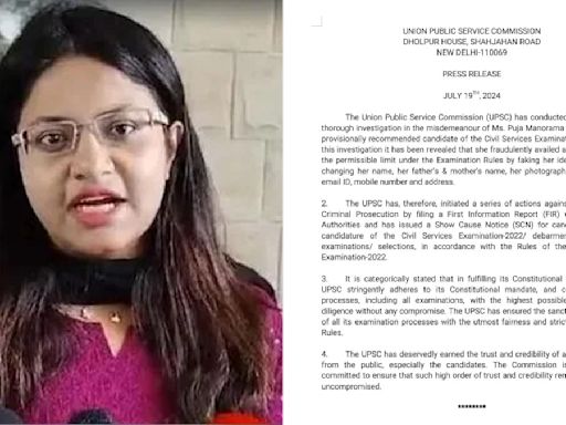 UPSC Comes Down Heavily On Puja Khedkar, Seeks Cancellation Of Candidature