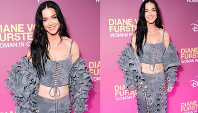Katy Perry Marries Y2K Trends and Futuristic Glamour in Denim Corset, Cutout Skirt and 3D Jacket for ‘Diane von Furstenberg...