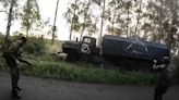 Defence Intelligence posts video of Chechen volunteers destroying truck driven by Russian troops