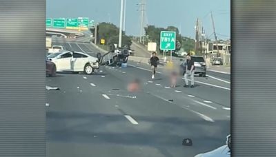 VIDEO: Toddlers seen in the middle of I-10 East Freeway after crash