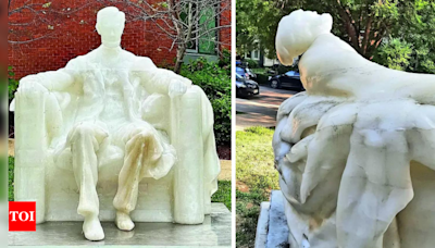 Washington DC of today too hot for Lincoln: Wax statue melts, turns into a meme - Times of India