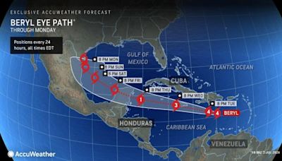 History-making Hurricane Beryl more likely to hit Texas early next week. See projected path