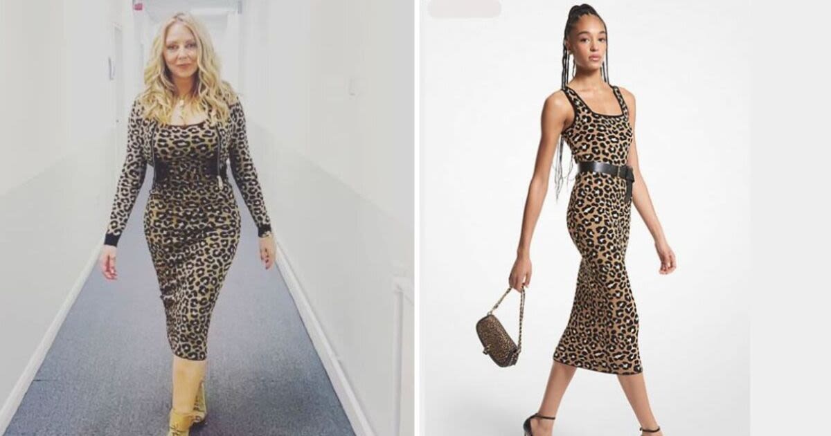 Carol Vorderman rocks leopard print dress and you can steal her look for £35