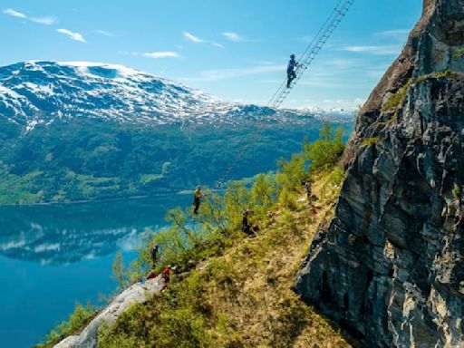 ‘It might make most people’s legs tremble a bit’: ‘Floating’ ladder for thrillseekers opens in Norway