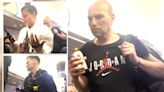 Humiliating moment two ‘rowdy’ passengers are escorted off plane to cheers and laughter