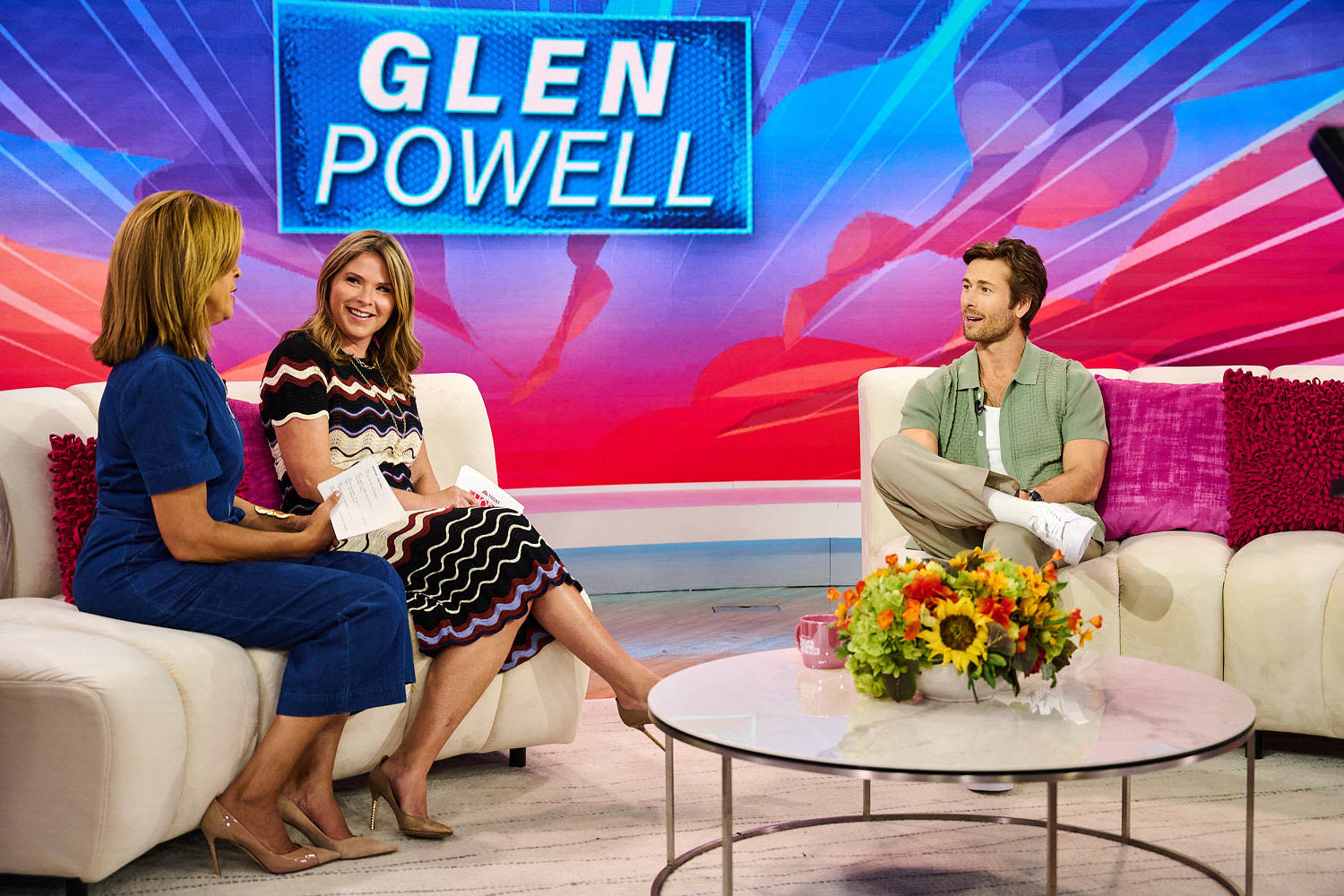 Glen Powell credits Hoda and Jenna for his ‘Twisters’ role, reacts to Jenna sliding into his DMs