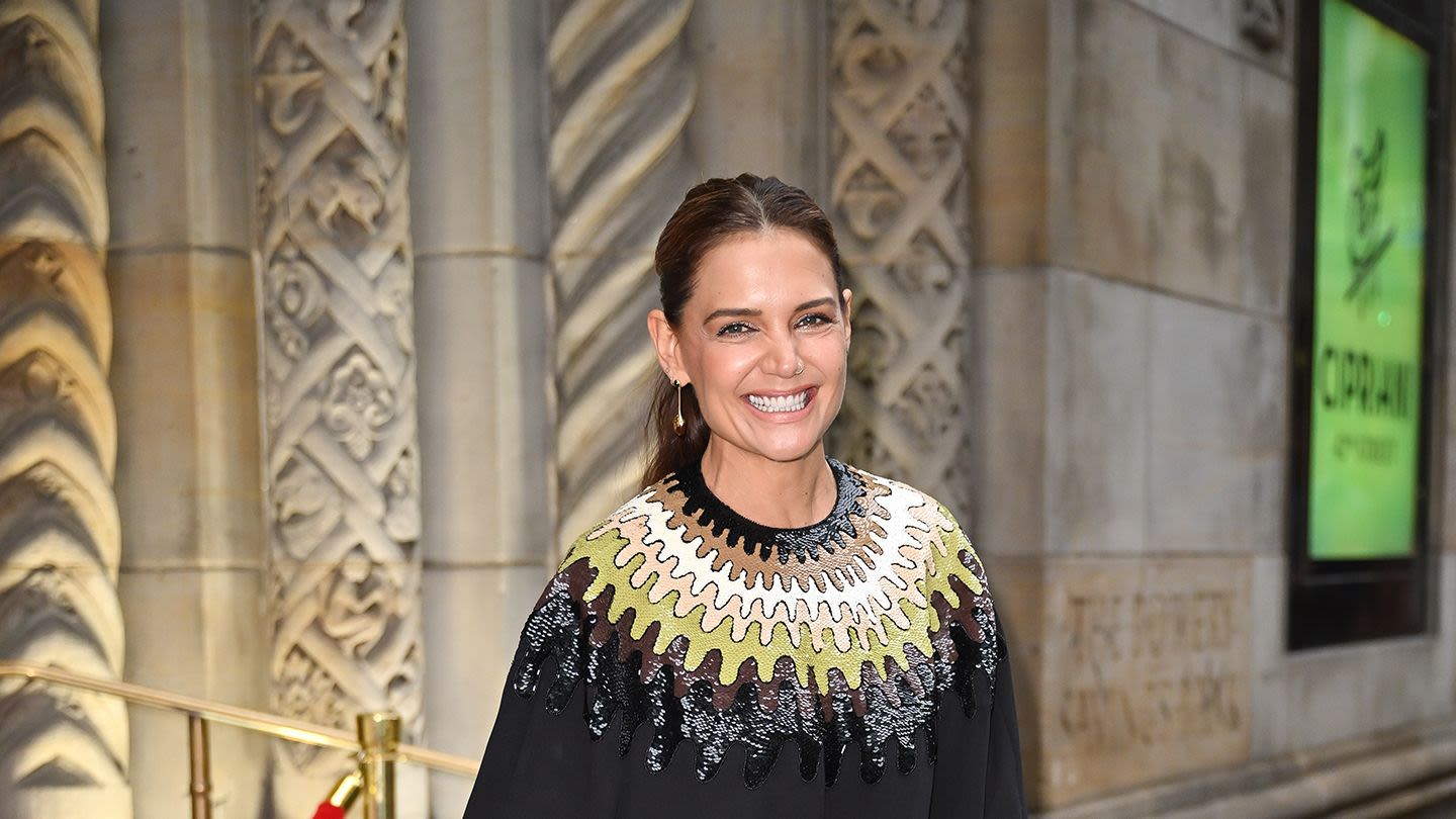 Katie Holmes’s Artful Black Gown Looks Like It’s Dripping With Sequins