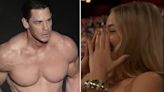 La reacción de Margot Robbie frente al inesperado desnudo de John Cena en el escenario