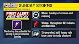 Isolated storms and rain late Friday, Alert Day issued for Sunday