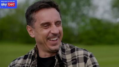 Gary Neville bursts out laughing after hearing Wayne Rooney's pre-match song