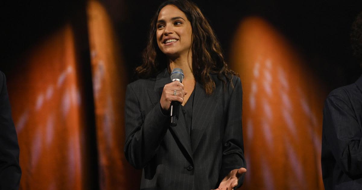 In this photo from April 7, 2023, Adria Arjona onstage during the studio panel for Andor at Star Wars Celebration 2023 in London at ExCel in London, England.