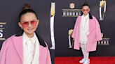 Taylen Biggs Pops in Barbiecore-pink Monnalisa Coat for 2024 NFL Honors Red Carpet