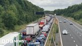 M5 closure: Driver trapped as lorry hits bridge