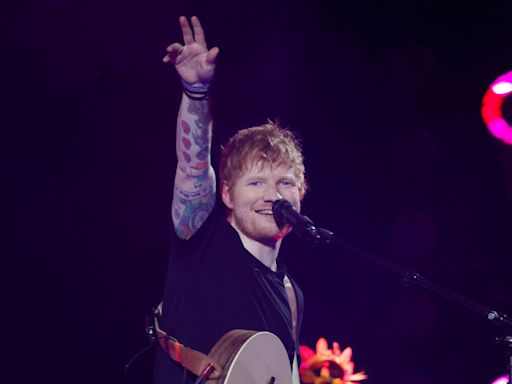 Ed Sheeran performs for England football team