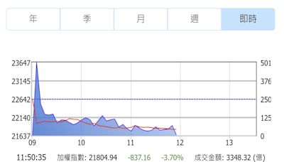 美股慘跌台股嚇傻 指數盤中狂瀉逾800點