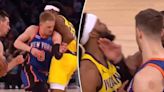 Knicks-Pacers Game 5 gets chippy after hard foul on Donte DiVincenzo