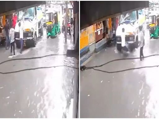 Delhi: Tanker Splash Water Over Men, They Launch Attack; 1 Of Them Run Over By Vehicle | On Cam