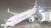 Texas: Strong winds push parked plane away from airport gate