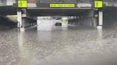 Heavy rain floods underpass in Billings